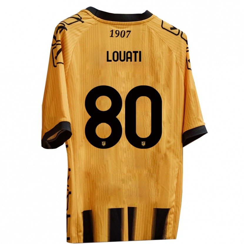 Danxen Børn Alessandro Louati #80 Gul Sort Hjemmebane Spillertrøjer 2025/26 Trøje T-Shirt