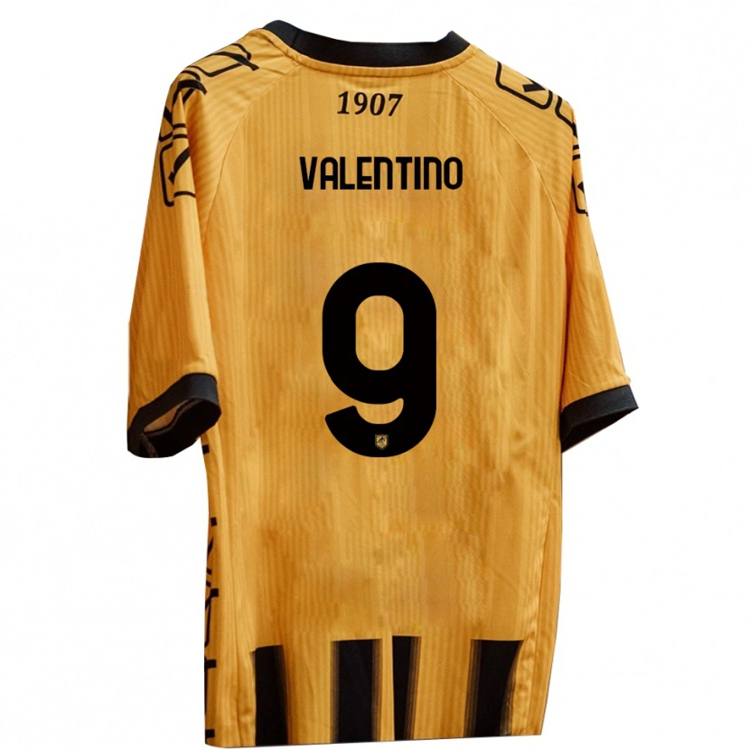Danxen Børn Antonio Valentino #9 Gul Sort Hjemmebane Spillertrøjer 2025/26 Trøje T-Shirt