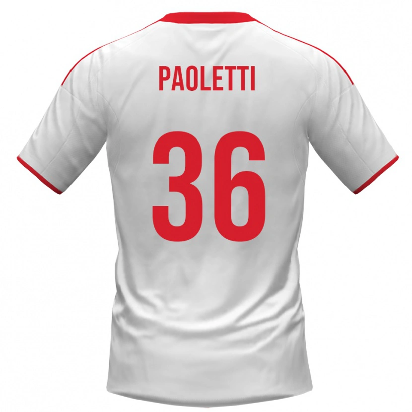 Danxen Børn Flavio Paoletti #36 Hvid Rød Hjemmebane Spillertrøjer 2025/26 Trøje T-Shirt