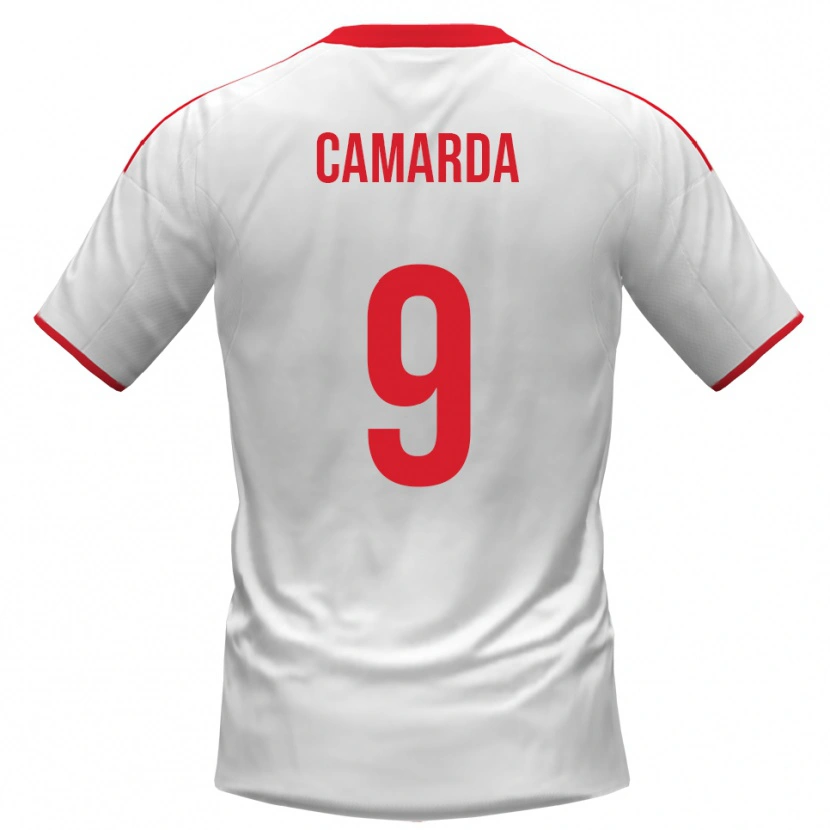 Danxen Børn Nicolò Camarda #9 Hvid Rød Hjemmebane Spillertrøjer 2025/26 Trøje T-Shirt