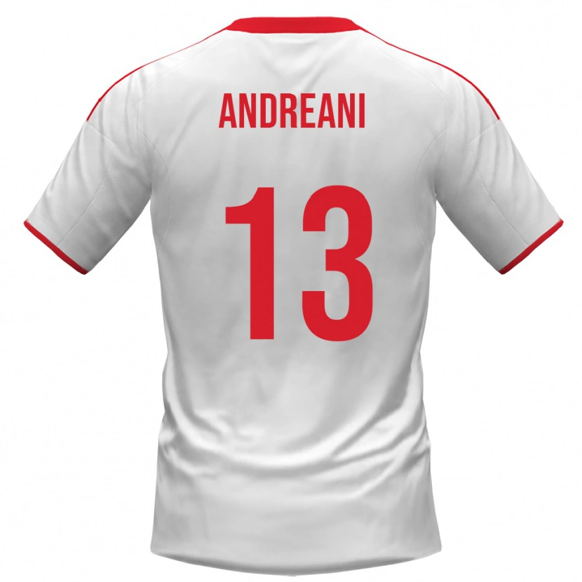 Danxen Børn Pietro Andreani #13 Hvid Rød Hjemmebane Spillertrøjer 2025/26 Trøje T-Shirt