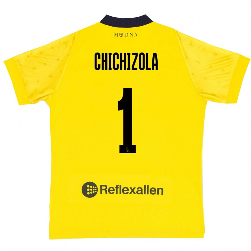 Danxen Børn Leandro Chichizola #1 Gul Mørkeblå Hjemmebane Spillertrøjer 2025/26 Trøje T-Shirt