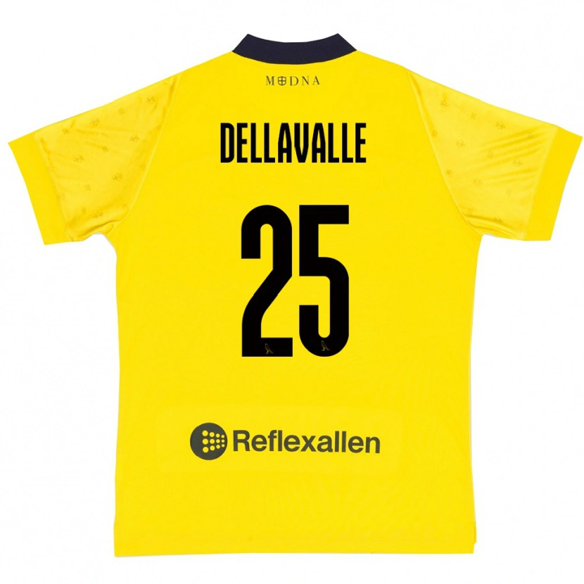 Danxen Børn Alessandro Dellavalle #25 Gul Mørkeblå Hjemmebane Spillertrøjer 2025/26 Trøje T-Shirt