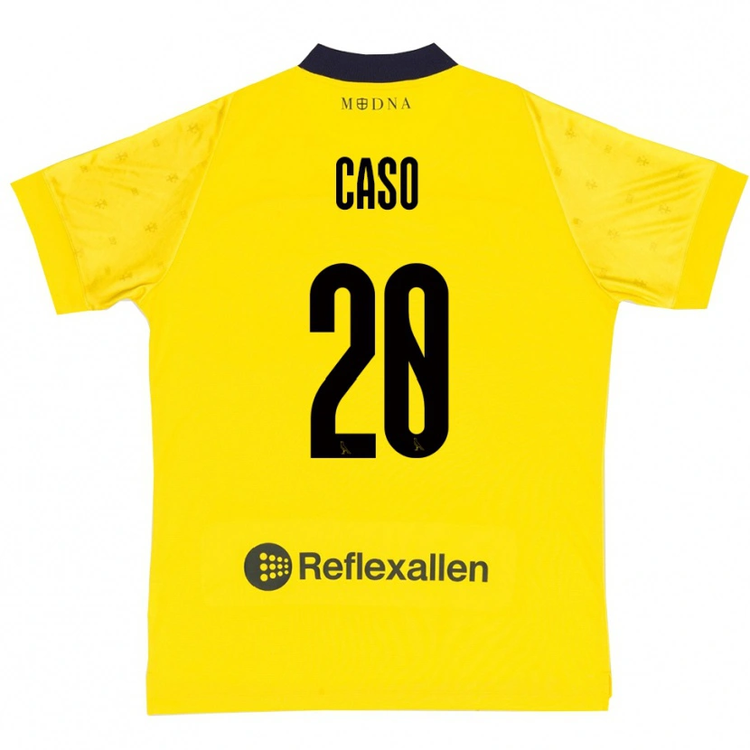 Danxen Børn Giuseppe Caso #20 Gul Mørkeblå Hjemmebane Spillertrøjer 2025/26 Trøje T-Shirt