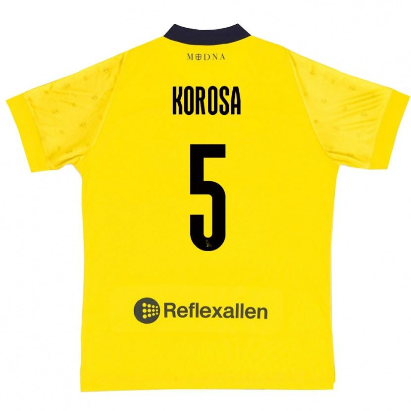 Danxen Børn Anej Koroša #5 Gul Mørkeblå Hjemmebane Spillertrøjer 2025/26 Trøje T-Shirt