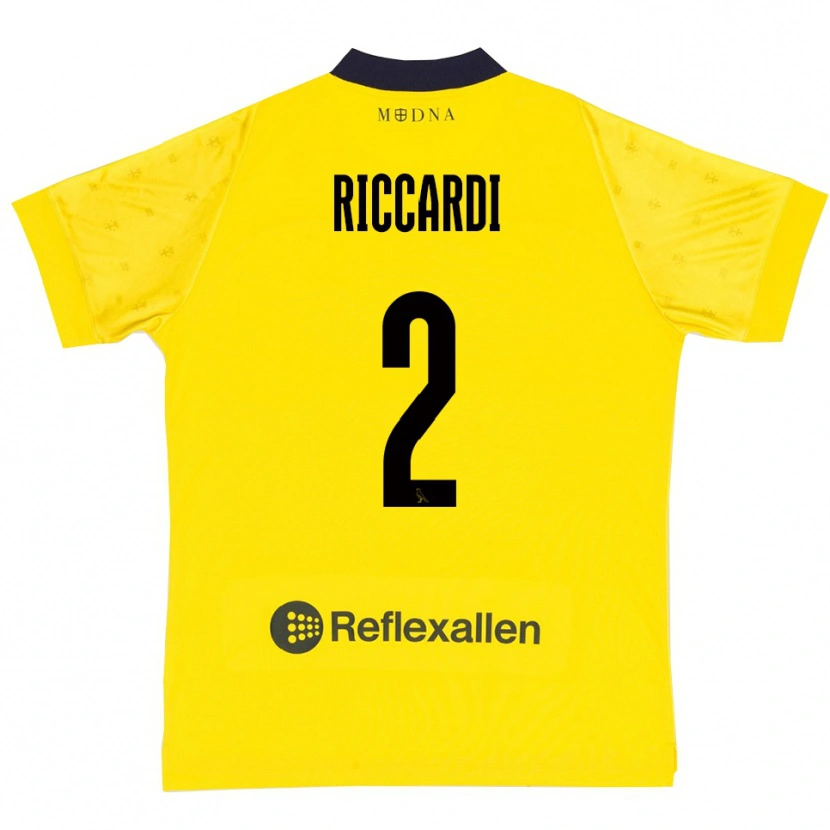 Danxen Børn Marcello Riccardi #2 Gul Mørkeblå Hjemmebane Spillertrøjer 2025/26 Trøje T-Shirt