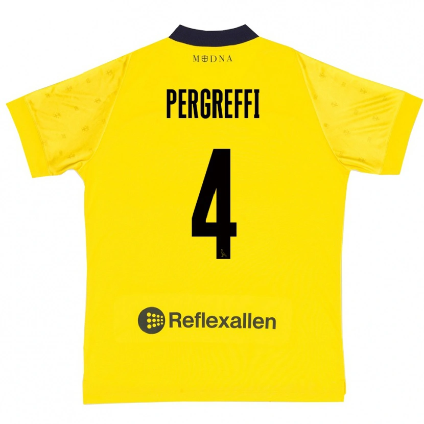 Danxen Børn Antonio Pergreffi #4 Gul Mørkeblå Hjemmebane Spillertrøjer 2025/26 Trøje T-Shirt