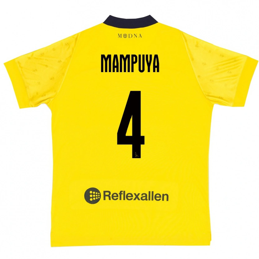 Danxen Børn Donel Mampuya #4 Gul Mørkeblå Hjemmebane Spillertrøjer 2025/26 Trøje T-Shirt