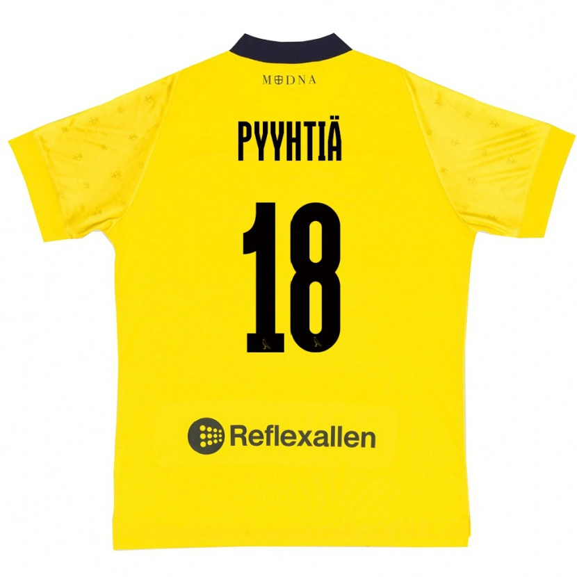 Danxen Børn Niklas Pyyhtiä #18 Gul Mørkeblå Hjemmebane Spillertrøjer 2025/26 Trøje T-Shirt