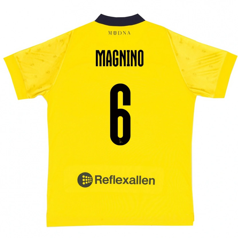 Danxen Børn Luca Magnino #6 Gul Mørkeblå Hjemmebane Spillertrøjer 2025/26 Trøje T-Shirt
