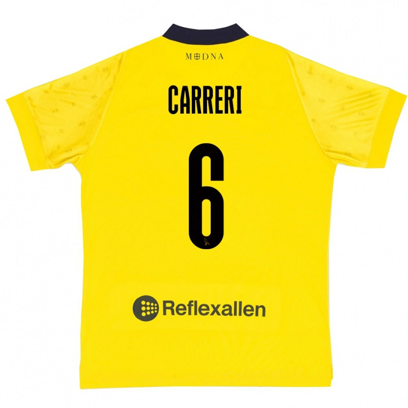 Danxen Børn Carlo Carreri #6 Gul Mørkeblå Hjemmebane Spillertrøjer 2025/26 Trøje T-Shirt