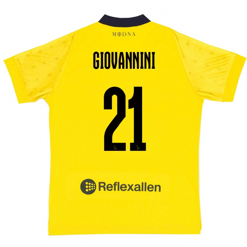 Danxen Børn Romeo Giovannini #21 Gul Mørkeblå Hjemmebane Spillertrøjer 2025/26 Trøje T-Shirt