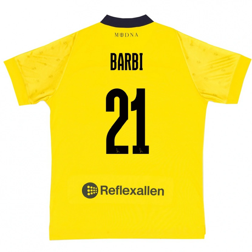 Danxen Børn Edoardo Barbi #21 Gul Mørkeblå Hjemmebane Spillertrøjer 2025/26 Trøje T-Shirt