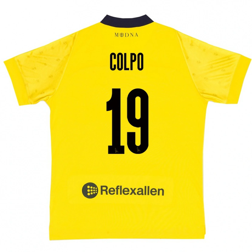 Danxen Børn Edoardo Colpo #19 Gul Mørkeblå Hjemmebane Spillertrøjer 2025/26 Trøje T-Shirt