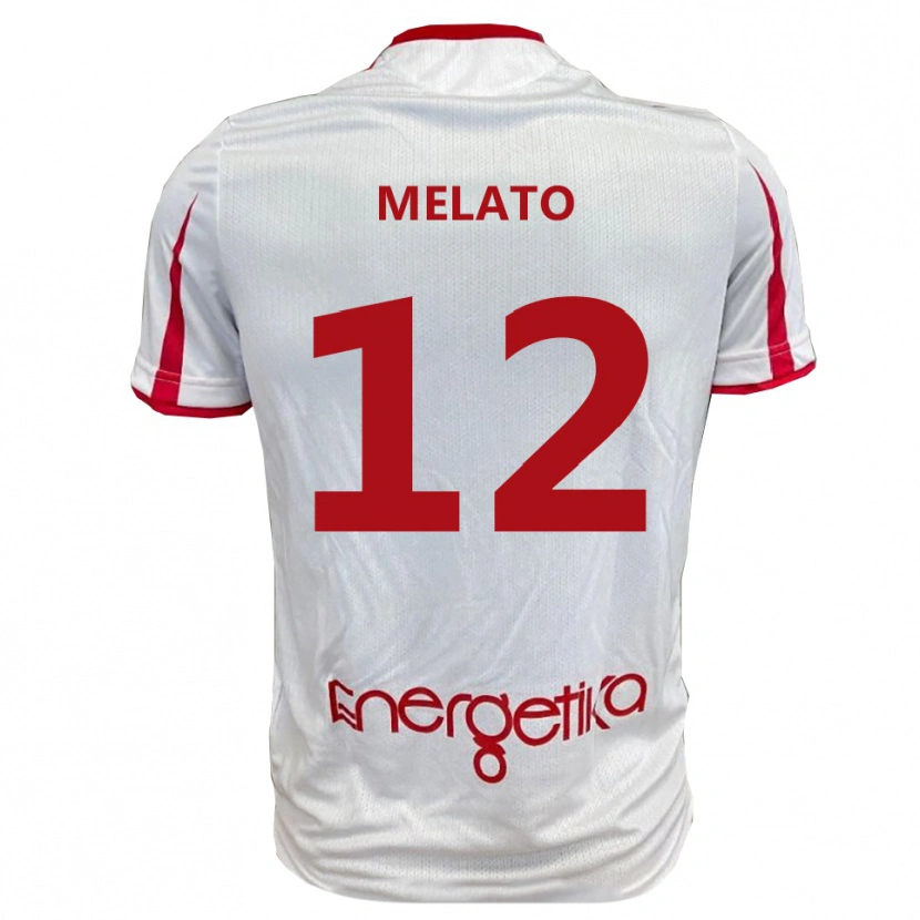Danxen Børn Emanuele Melato #12 Hvid Rød Hjemmebane Spillertrøjer 2025/26 Trøje T-Shirt