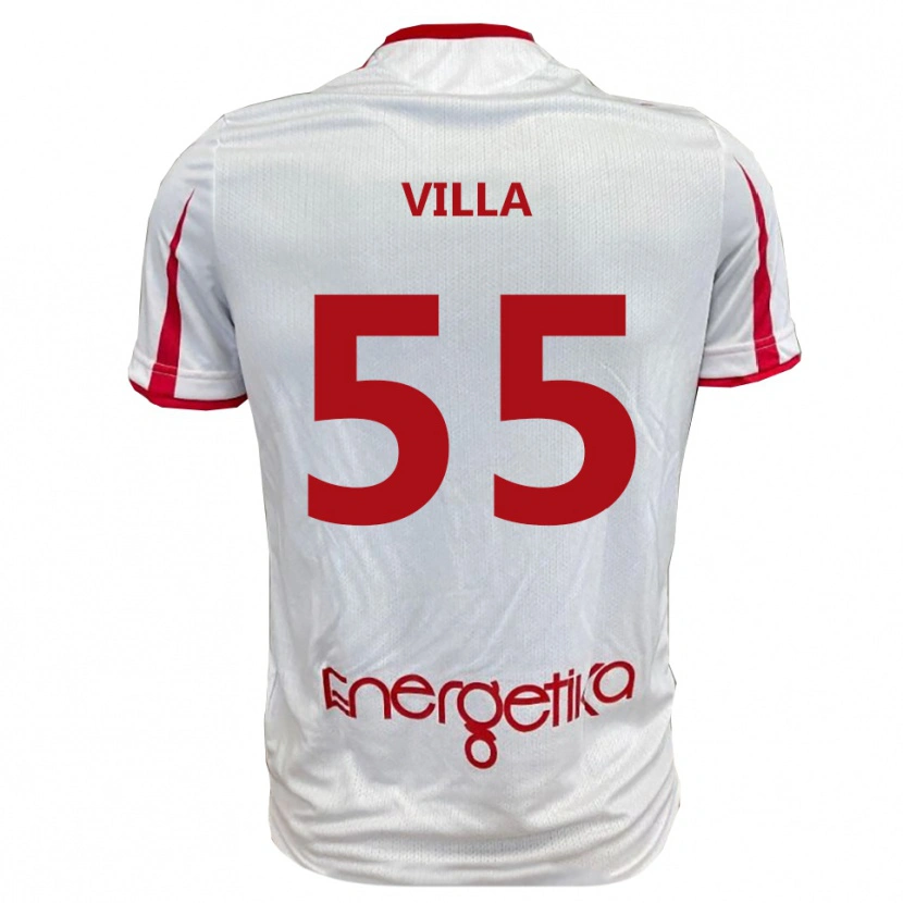 Danxen Børn Lorenzo Villa #55 Hvid Rød Hjemmebane Spillertrøjer 2025/26 Trøje T-Shirt