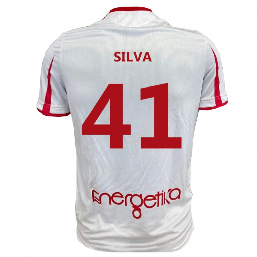 Danxen Børn Jonathan Silva #41 Hvid Rød Hjemmebane Spillertrøjer 2025/26 Trøje T-Shirt