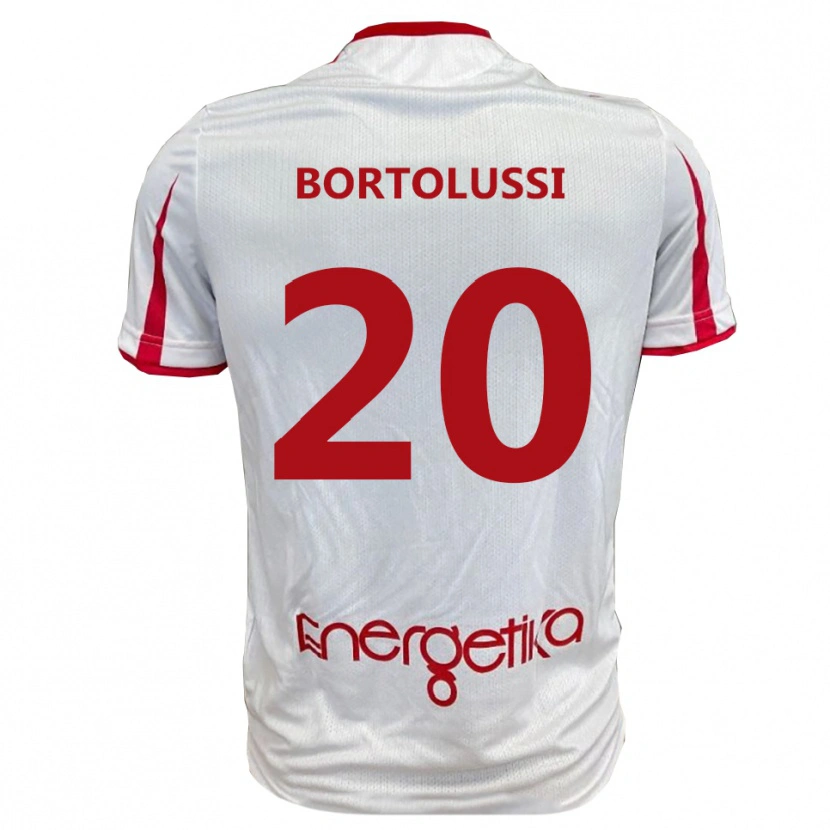 Danxen Børn Mattia Bortolussi #20 Hvid Rød Hjemmebane Spillertrøjer 2025/26 Trøje T-Shirt