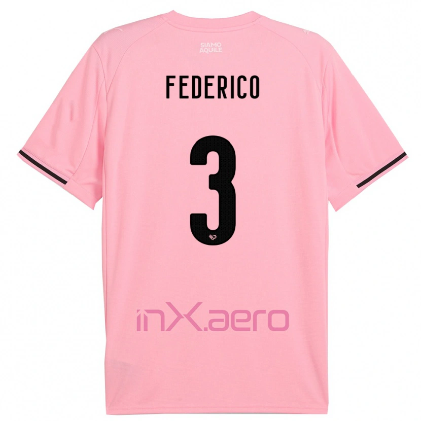 Danxen Børn Davide Federico #3 Pink Sort Hjemmebane Spillertrøjer 2025/26 Trøje T-Shirt