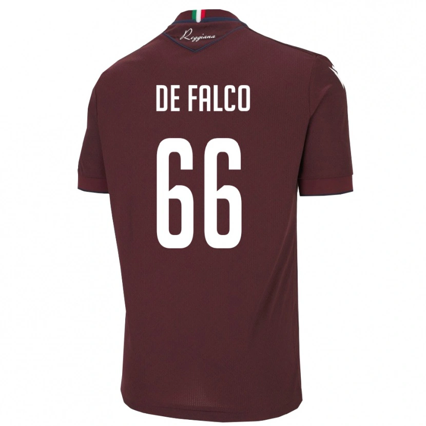 Danxen Børn Cristian De Falco #66 Burgunder Hvid Hjemmebane Spillertrøjer 2025/26 Trøje T-Shirt
