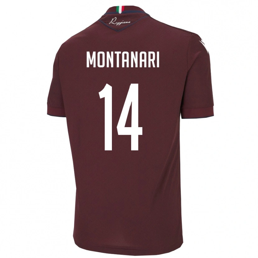 Danxen Børn Giacomo Montanari #14 Burgunder Hvid Hjemmebane Spillertrøjer 2025/26 Trøje T-Shirt