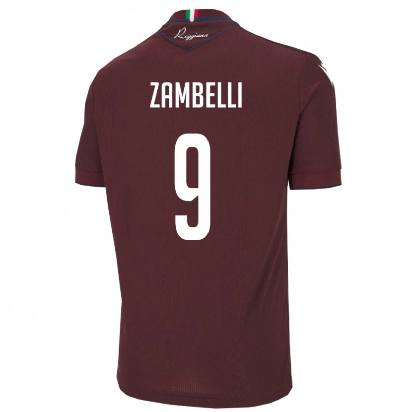 Danxen Børn Alessio Zambelli #9 Burgunder Hvid Hjemmebane Spillertrøjer 2025/26 Trøje T-Shirt