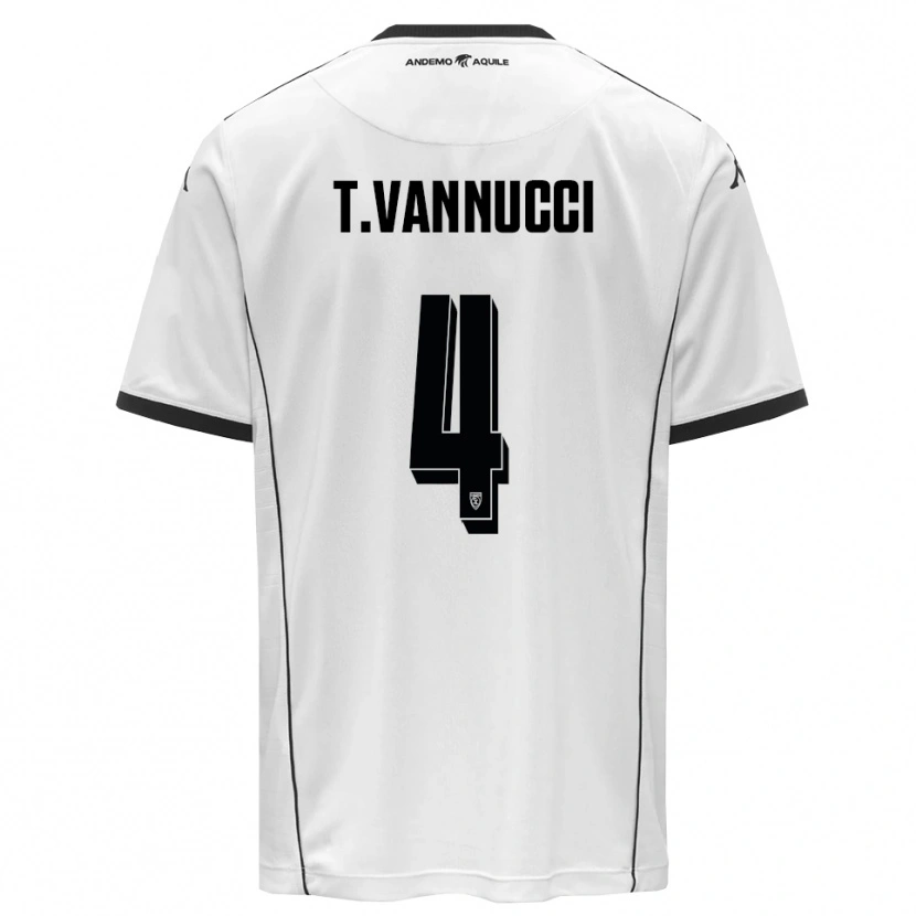 Danxen Børn Tommaso Vannucci #4 Hvid Sort Hjemmebane Spillertrøjer 2025/26 Trøje T-Shirt