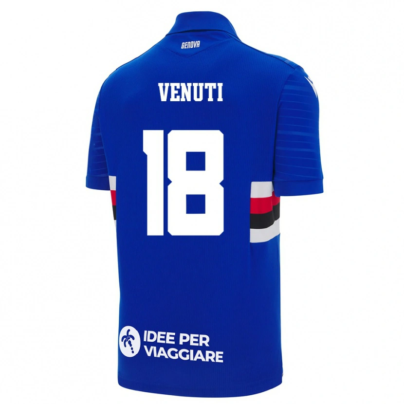 Danxen Børn Lorenzo Venuti #18 Blå Hvid Hjemmebane Spillertrøjer 2025/26 Trøje T-Shirt