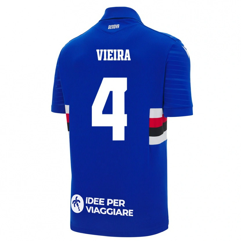 Danxen Børn Ronaldo Vieira #4 Blå Hvid Hjemmebane Spillertrøjer 2025/26 Trøje T-Shirt
