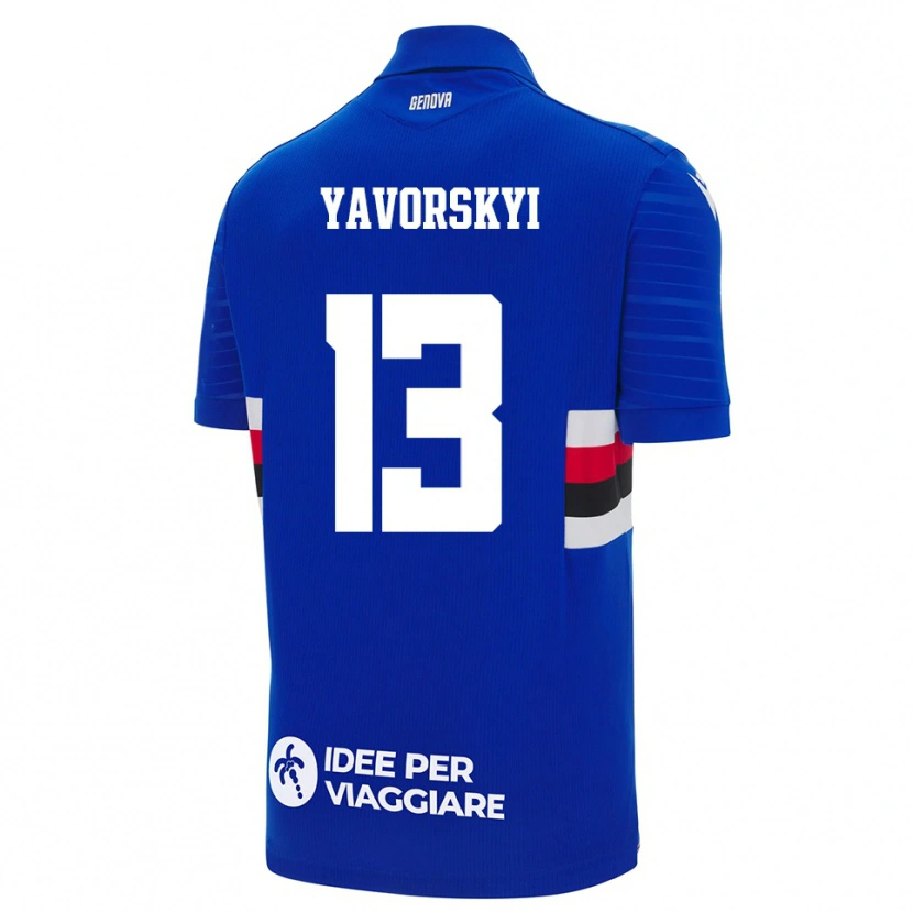 Danxen Børn Vladyslav Yavorskyi #13 Blå Hvid Hjemmebane Spillertrøjer 2025/26 Trøje T-Shirt