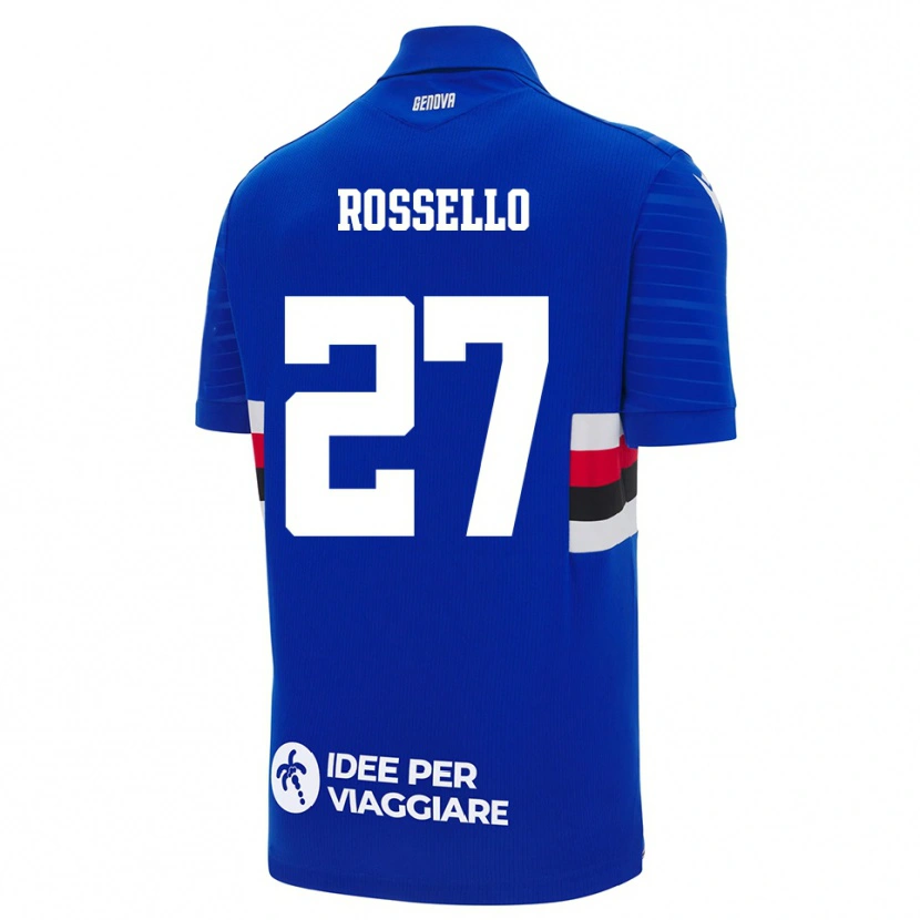 Danxen Børn Simone Rossello #27 Blå Hvid Hjemmebane Spillertrøjer 2025/26 Trøje T-Shirt