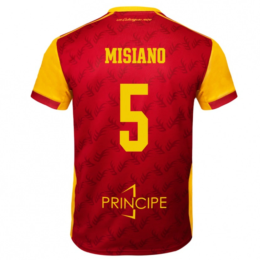 Danxen Børn Francesco Misiano #5 Gul Rød Hjemmebane Spillertrøjer 2025/26 Trøje T-Shirt
