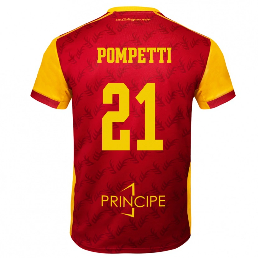 Danxen Børn Marco Pompetti #21 Gul Rød Hjemmebane Spillertrøjer 2025/26 Trøje T-Shirt