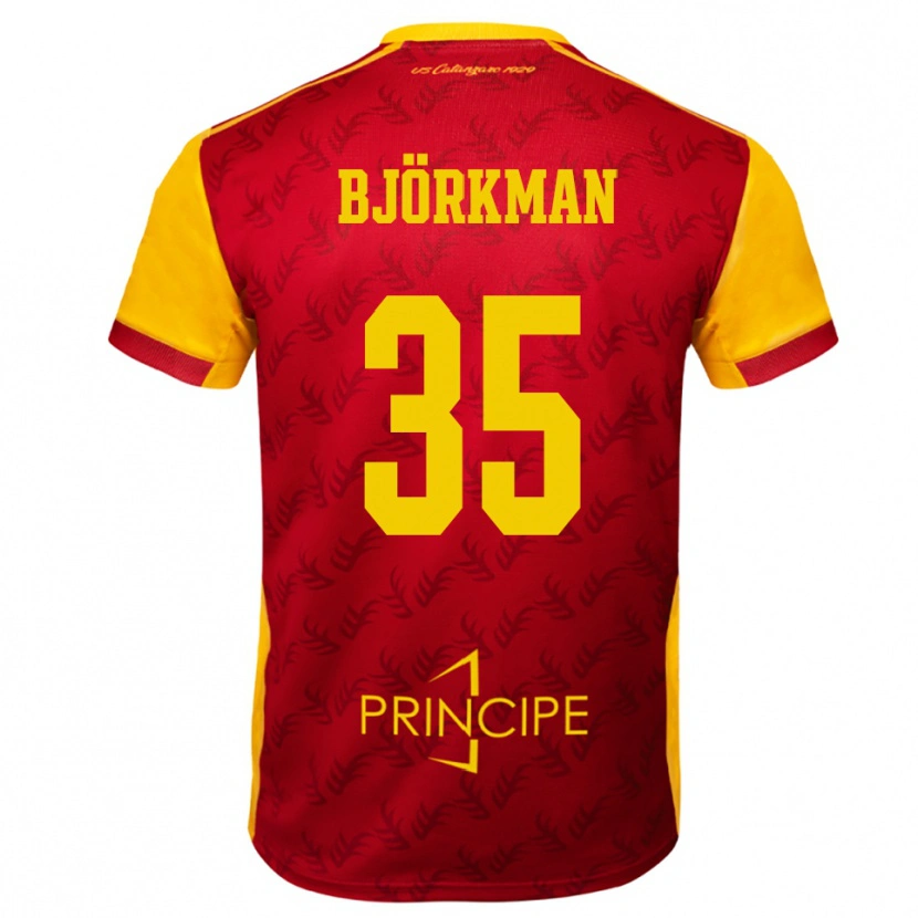 Danxen Børn Robin Björkman #35 Gul Rød Hjemmebane Spillertrøjer 2025/26 Trøje T-Shirt