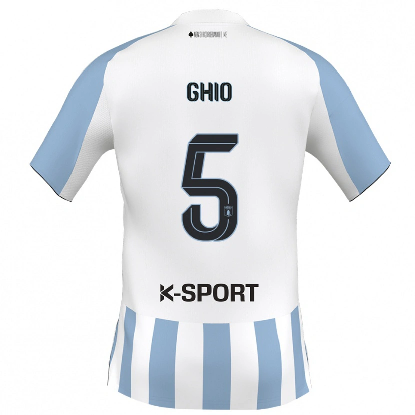 Danxen Børn Umberto Ghio #5 Hvid Himmelblå Hjemmebane Spillertrøjer 2025/26 Trøje T-Shirt