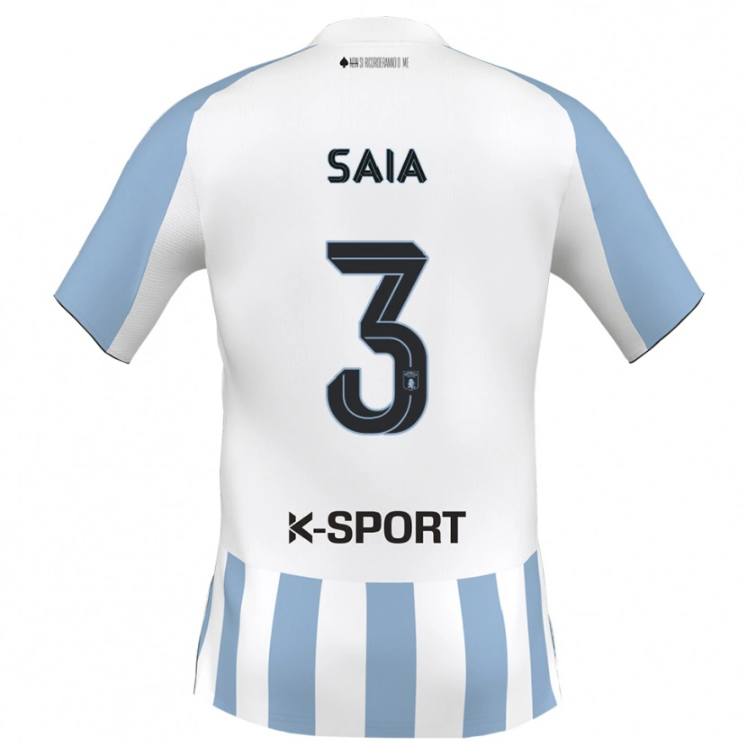 Danxen Børn Chris Saia #3 Hvid Himmelblå Hjemmebane Spillertrøjer 2025/26 Trøje T-Shirt