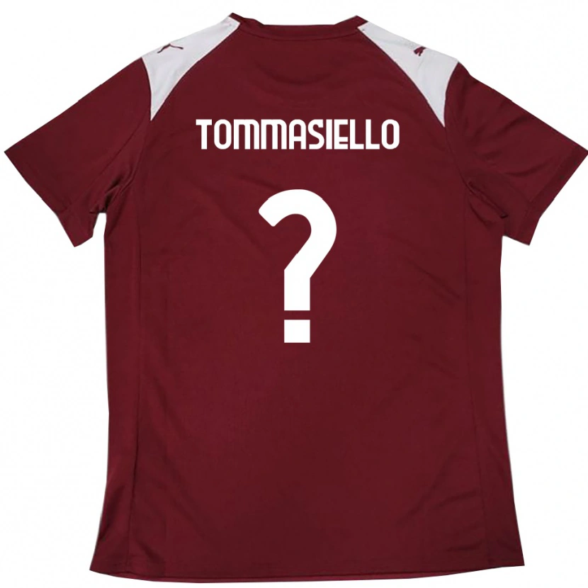 Danxen Børn Francesco Tommasiello #0 Bourgogne Hvid Hjemmebane Spillertrøjer 2025/26 Trøje T-Shirt