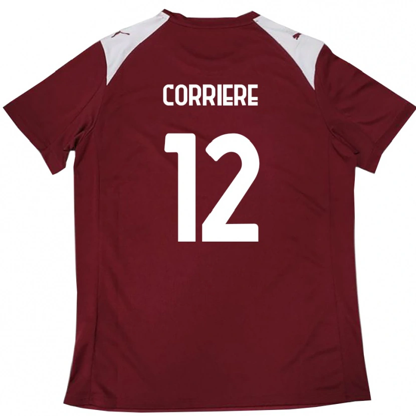 Danxen Børn Francesco Corriere #12 Bourgogne Hvid Hjemmebane Spillertrøjer 2025/26 Trøje T-Shirt
