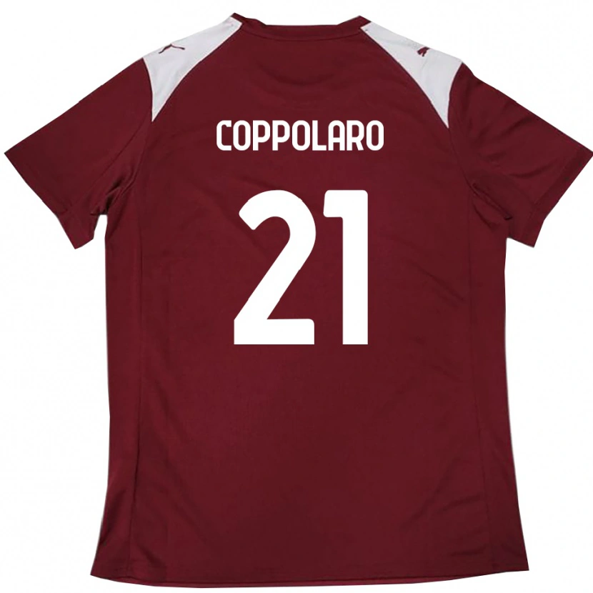 Danxen Børn Mauro Coppolaro #21 Bourgogne Hvid Hjemmebane Spillertrøjer 2025/26 Trøje T-Shirt