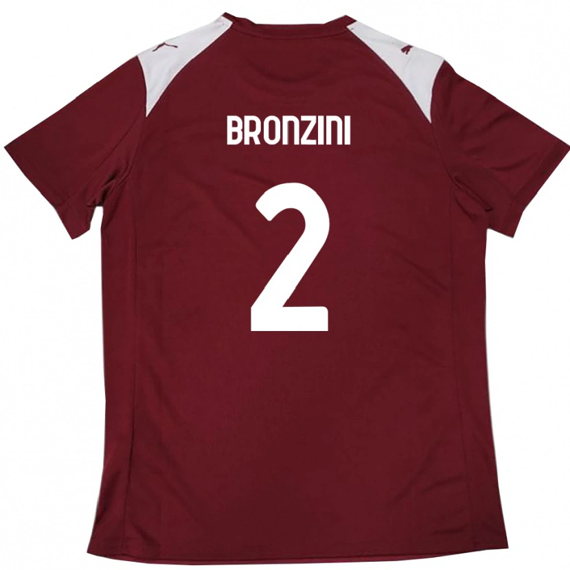 Danxen Børn Luca Bronzini #2 Bourgogne Hvid Hjemmebane Spillertrøjer 2025/26 Trøje T-Shirt