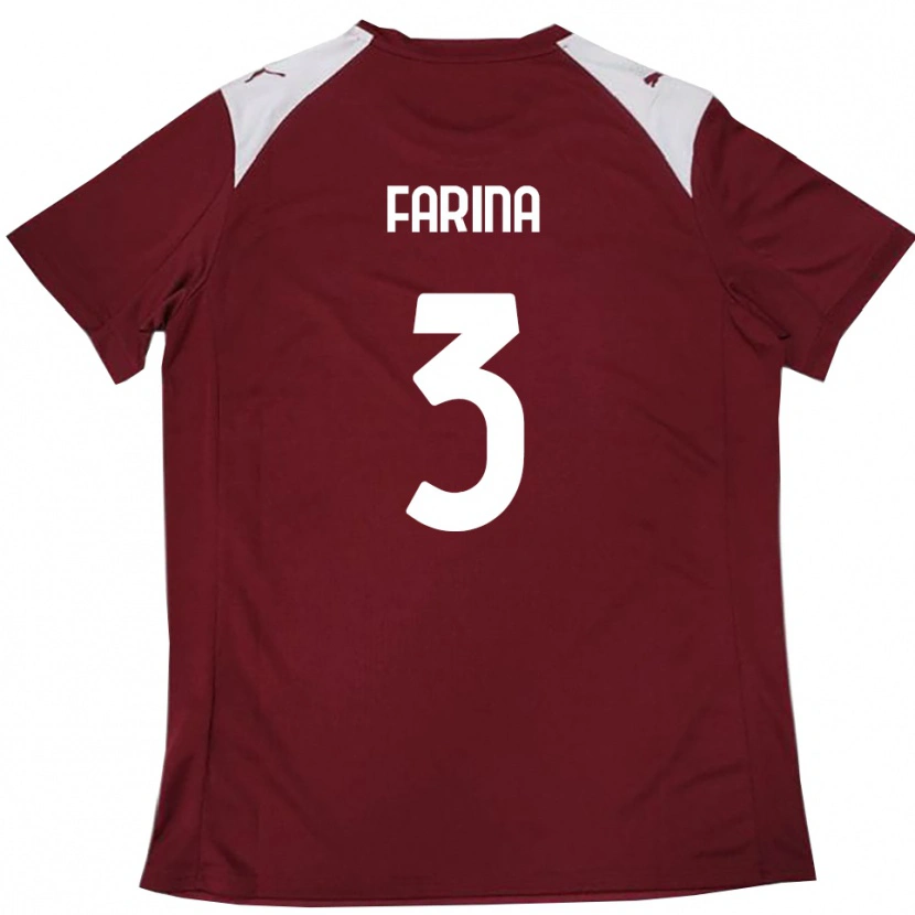 Danxen Børn Alfredo Farina #3 Bourgogne Hvid Hjemmebane Spillertrøjer 2025/26 Trøje T-Shirt