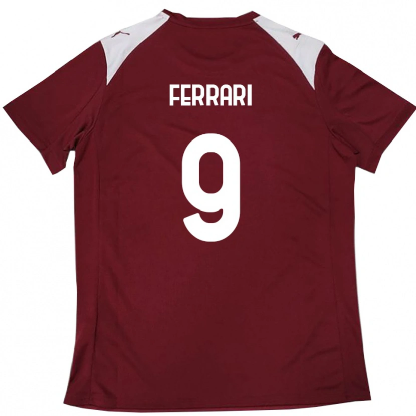 Danxen Børn Franco Ferrari #9 Bourgogne Hvid Hjemmebane Spillertrøjer 2025/26 Trøje T-Shirt