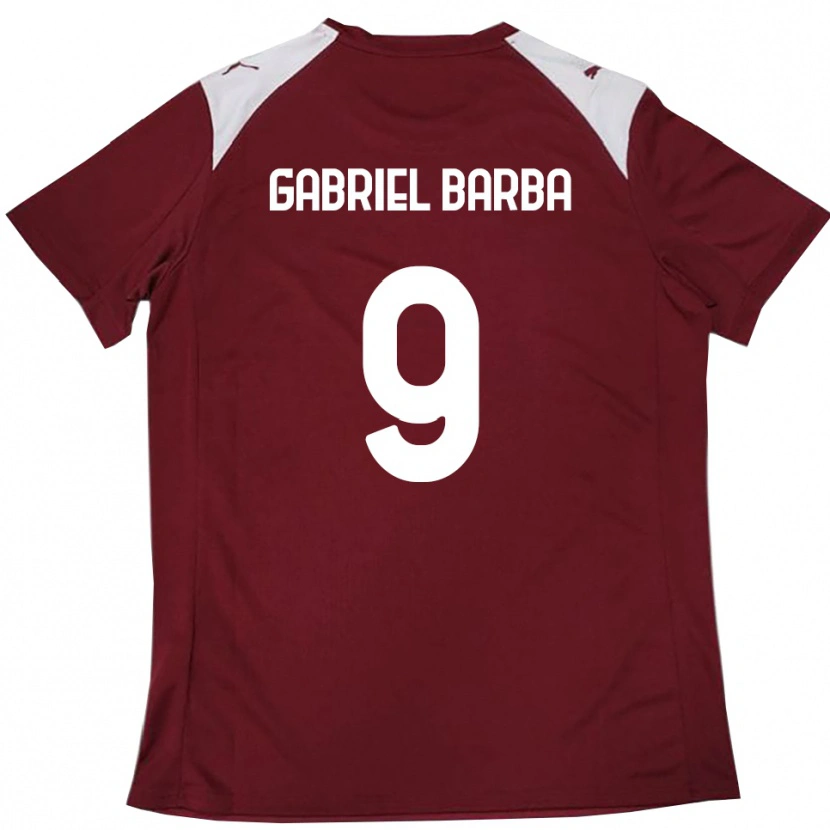 Danxen Børn Luigi Gabriel Barba #9 Bourgogne Hvid Hjemmebane Spillertrøjer 2025/26 Trøje T-Shirt