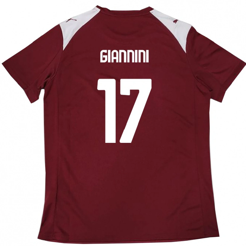 Danxen Børn Emanuele Giannini #17 Bourgogne Hvid Hjemmebane Spillertrøjer 2025/26 Trøje T-Shirt