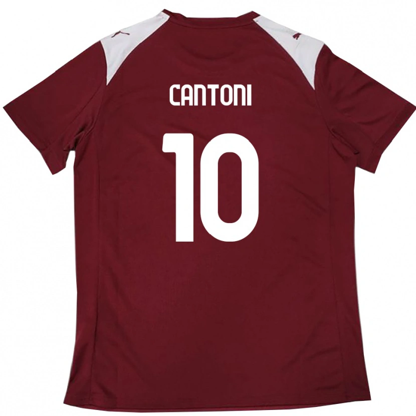 Danxen Børn Simone Cantoni #10 Bourgogne Hvid Hjemmebane Spillertrøjer 2025/26 Trøje T-Shirt