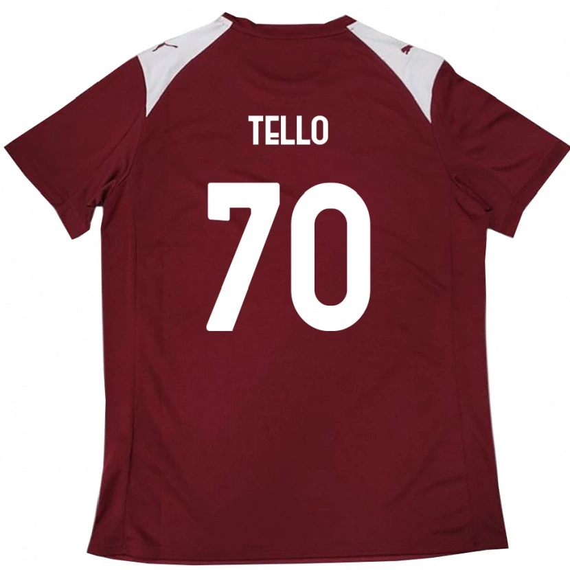 Danxen Børn Andrés Tello #70 Bourgogne Hvid Hjemmebane Spillertrøjer 2025/26 Trøje T-Shirt