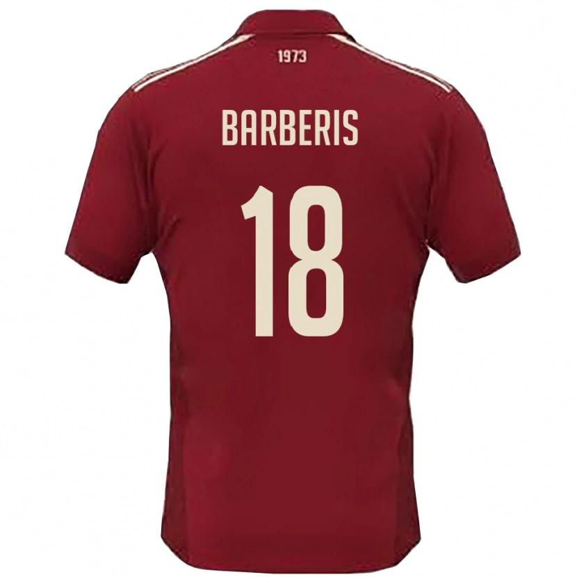 Danxen Børn Andrea Barberis #18 Bourgogne Hvid Hjemmebane Spillertrøjer 2025/26 Trøje T-Shirt