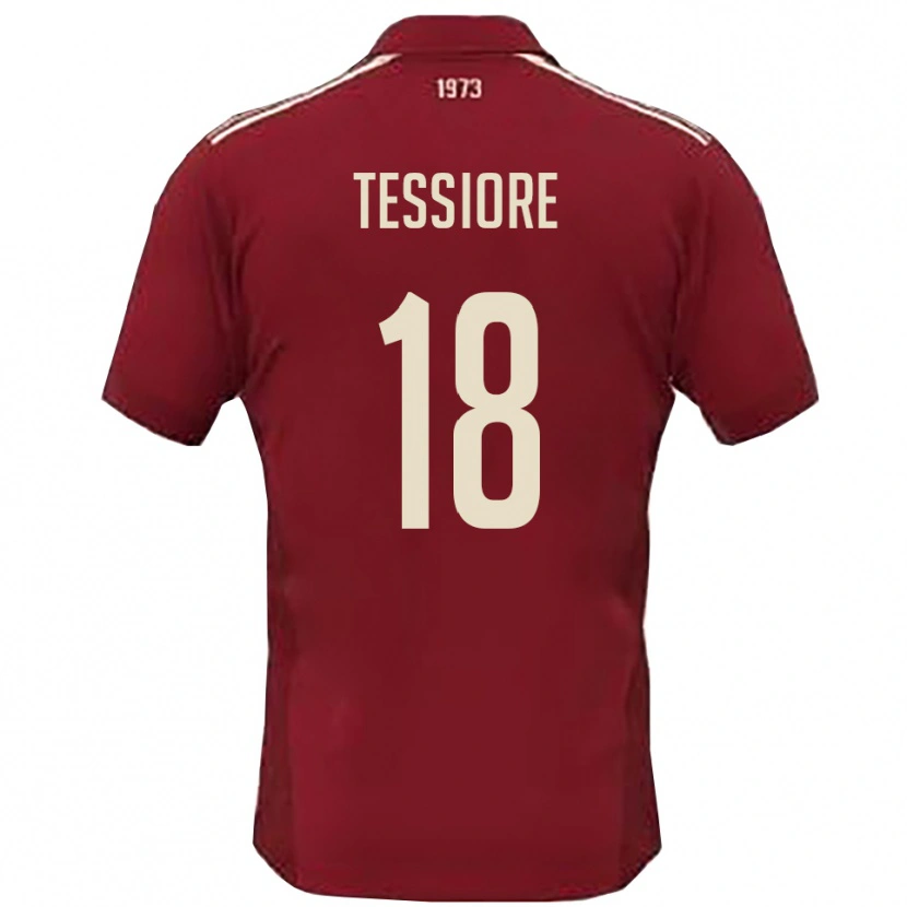 Danxen Børn Andrea Tessiore #18 Bourgogne Hvid Hjemmebane Spillertrøjer 2025/26 Trøje T-Shirt