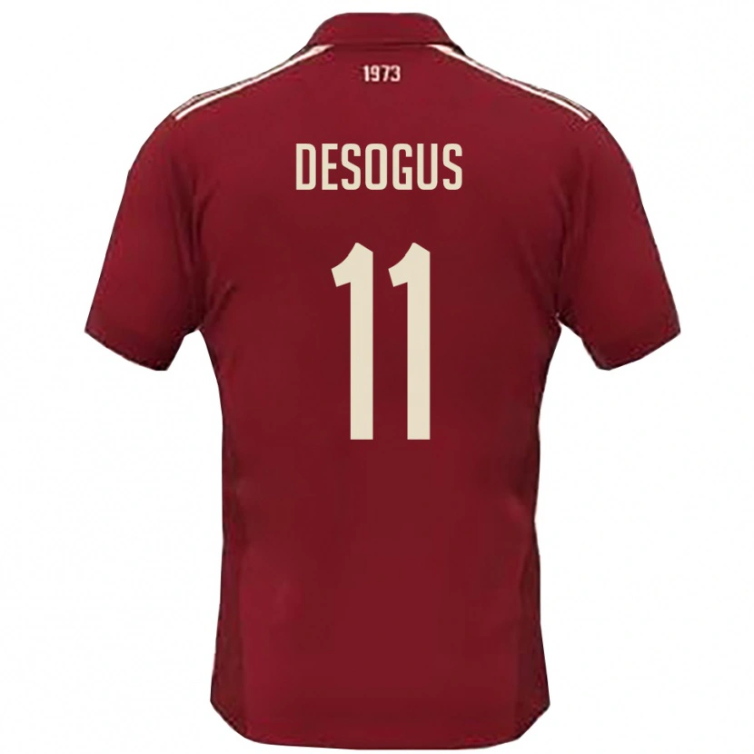 Danxen Børn Jacopo Desogus #11 Bourgogne Hvid Hjemmebane Spillertrøjer 2025/26 Trøje T-Shirt