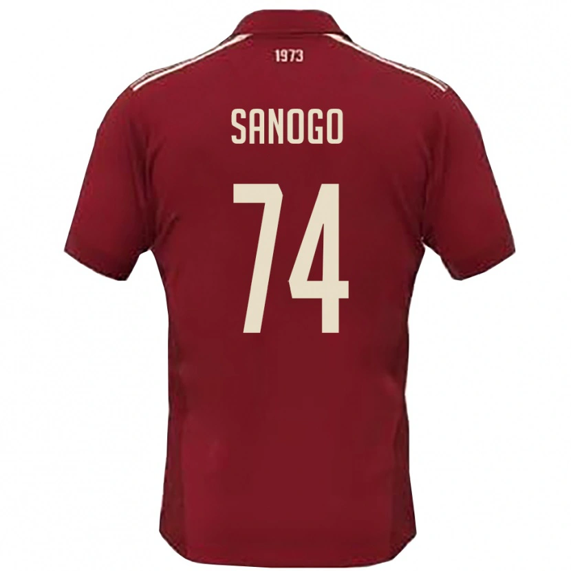 Danxen Børn Ahmed Sanogo #74 Bourgogne Hvid Hjemmebane Spillertrøjer 2025/26 Trøje T-Shirt